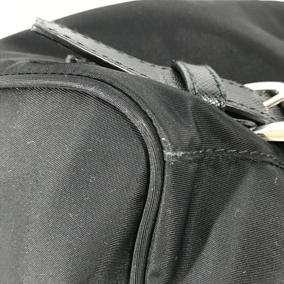 PRADA Logo Plate triangle logo backpack bag Nylon / Leather Black main image 6